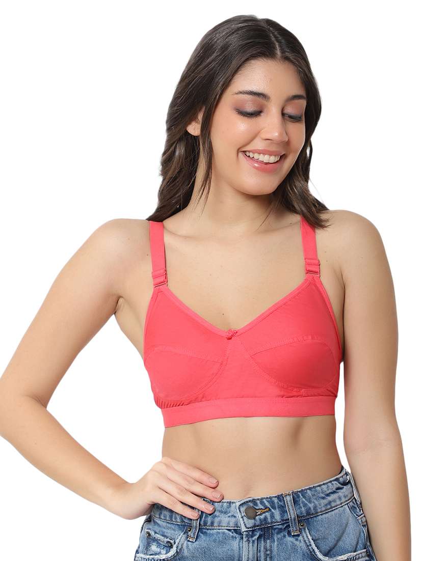 solid coral cotton t-shirt bra