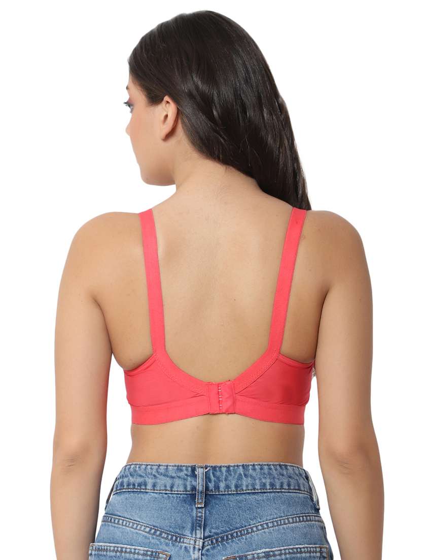 solid coral cotton t-shirt bra - 21140130 - Standard Image - 2