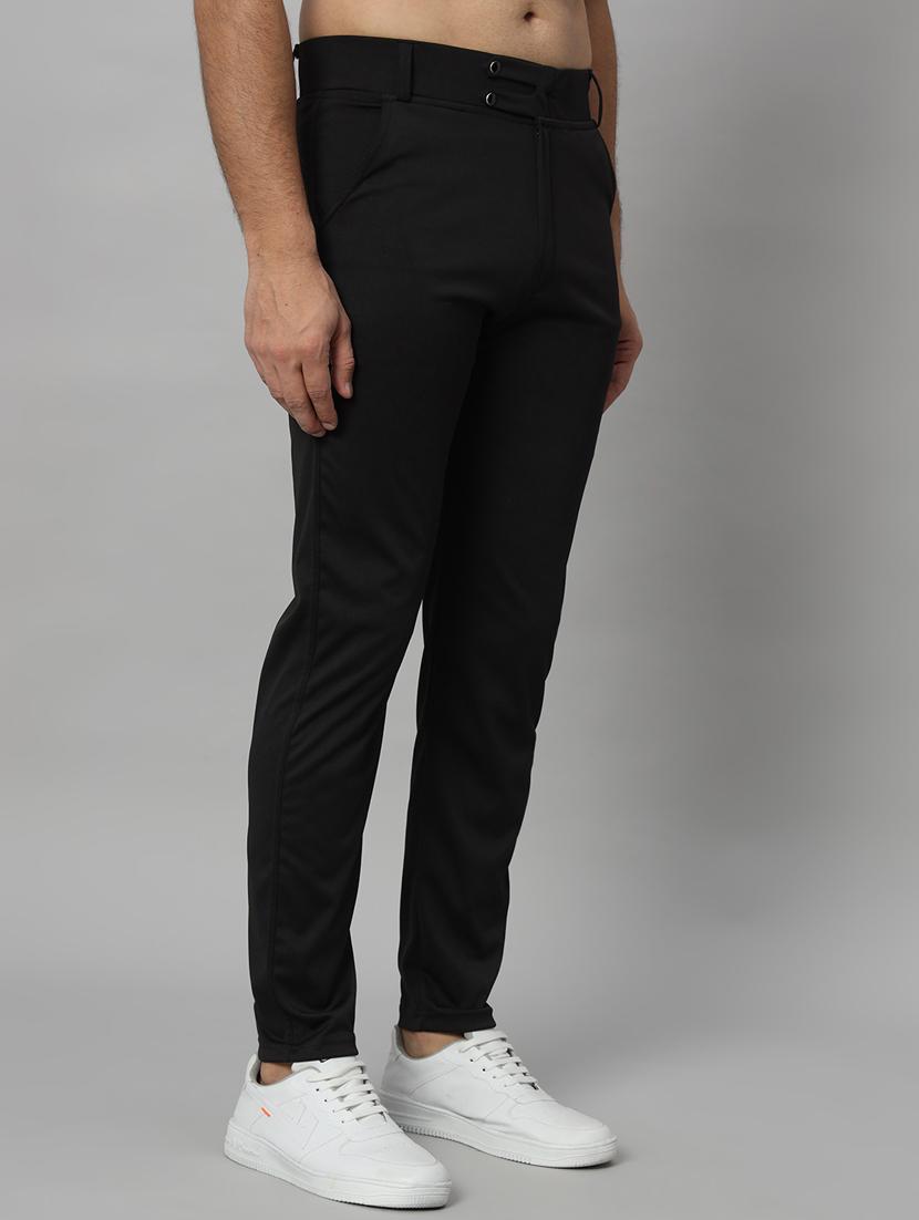 men solid flat front casual trouser - 21140146 - Standard Image - 2