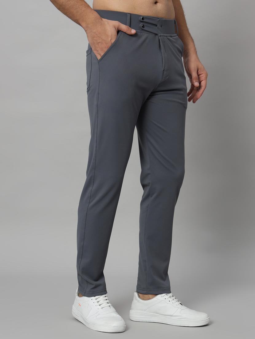 men solid flat front casual trouser - 21140151 - Standard Image - 2