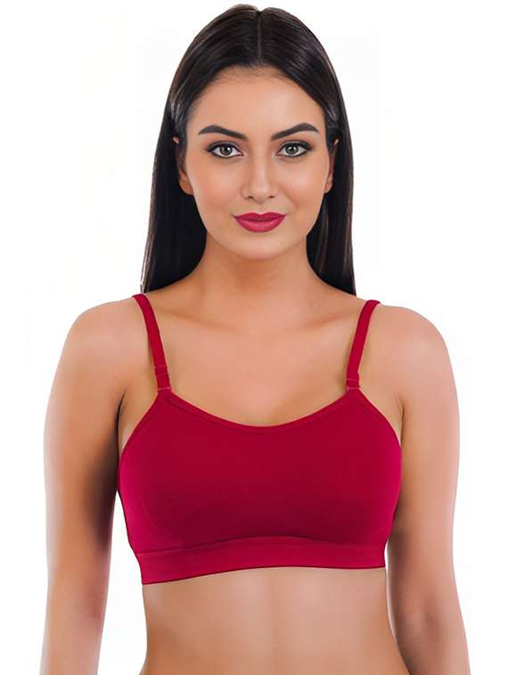 solid cotton blend sports bra