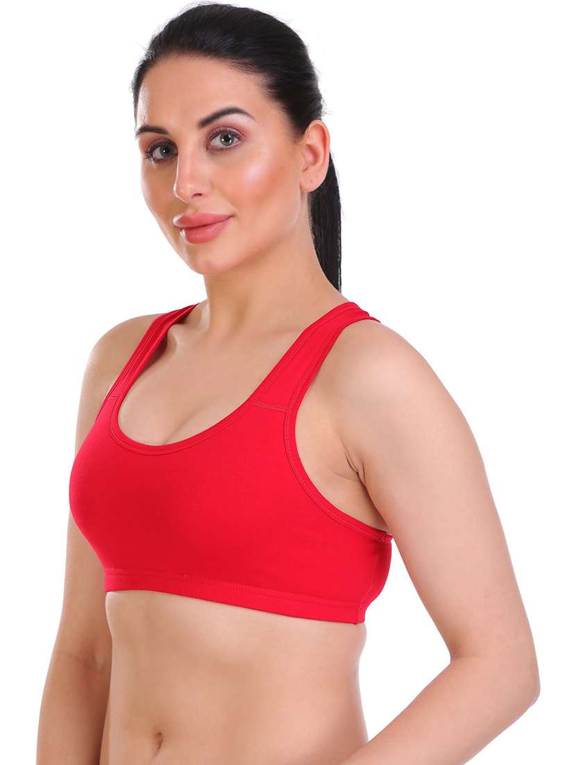 red cotton blend sports bra - 21141039 -  Standard Image - 2