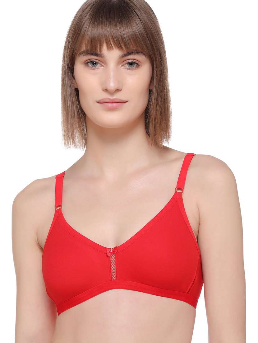 red cotton regular bra
