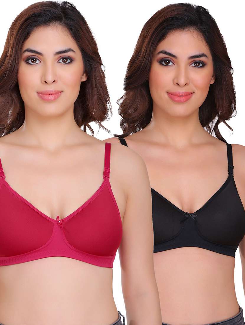 women set of 2 solid regular bra