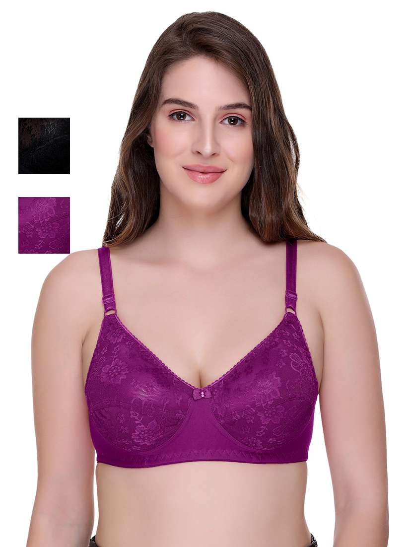 women pack of 2 self-designed regular bra