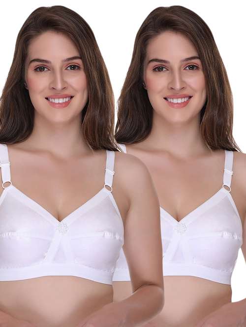 Women White Solid Regular Bra