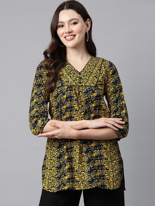 black printed detailed kurti - 21142498 -  Standard Image - 0