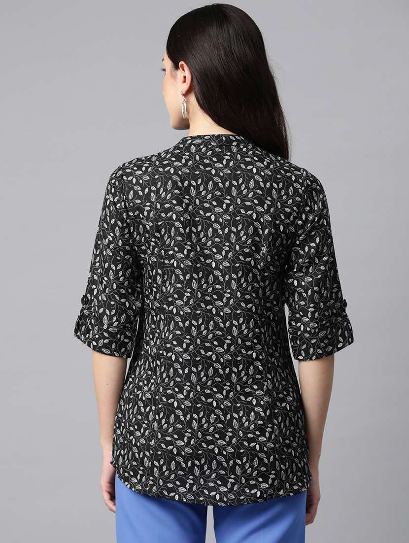 black printed shirt style top - 21142503 -  Standard Image - 2