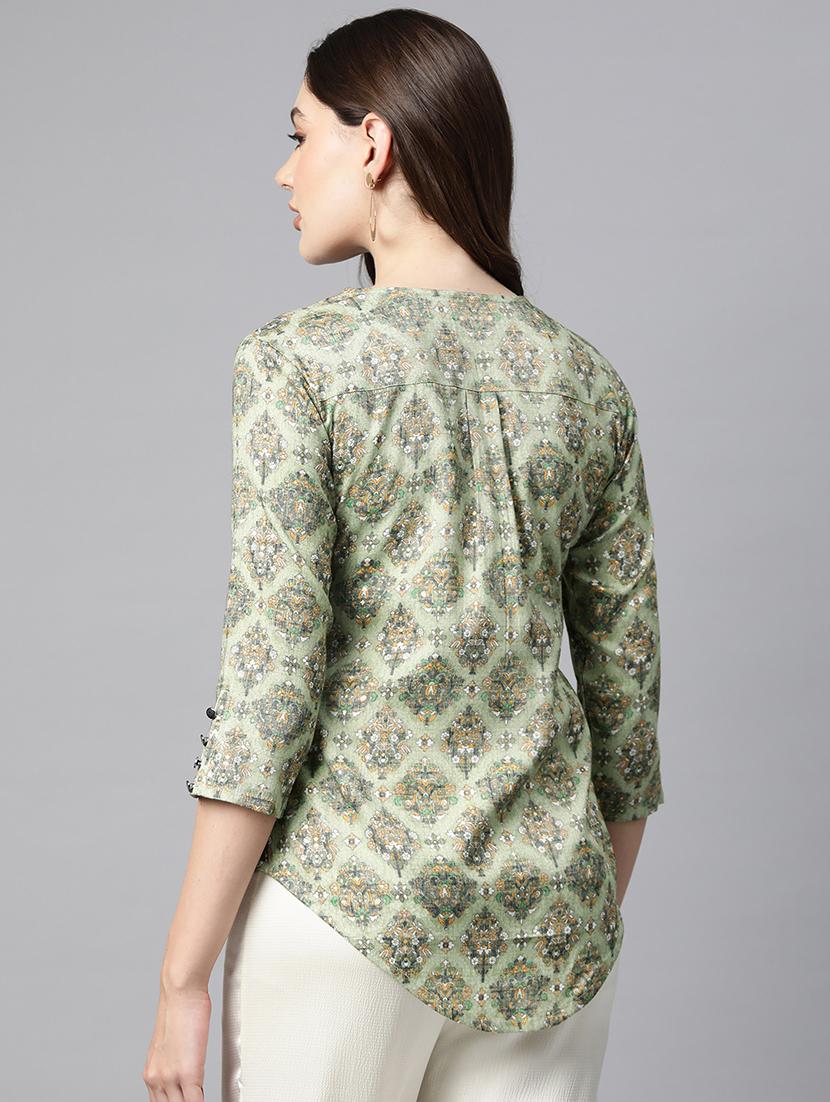 green floral printed top - 21142505 - Standard Image - 2