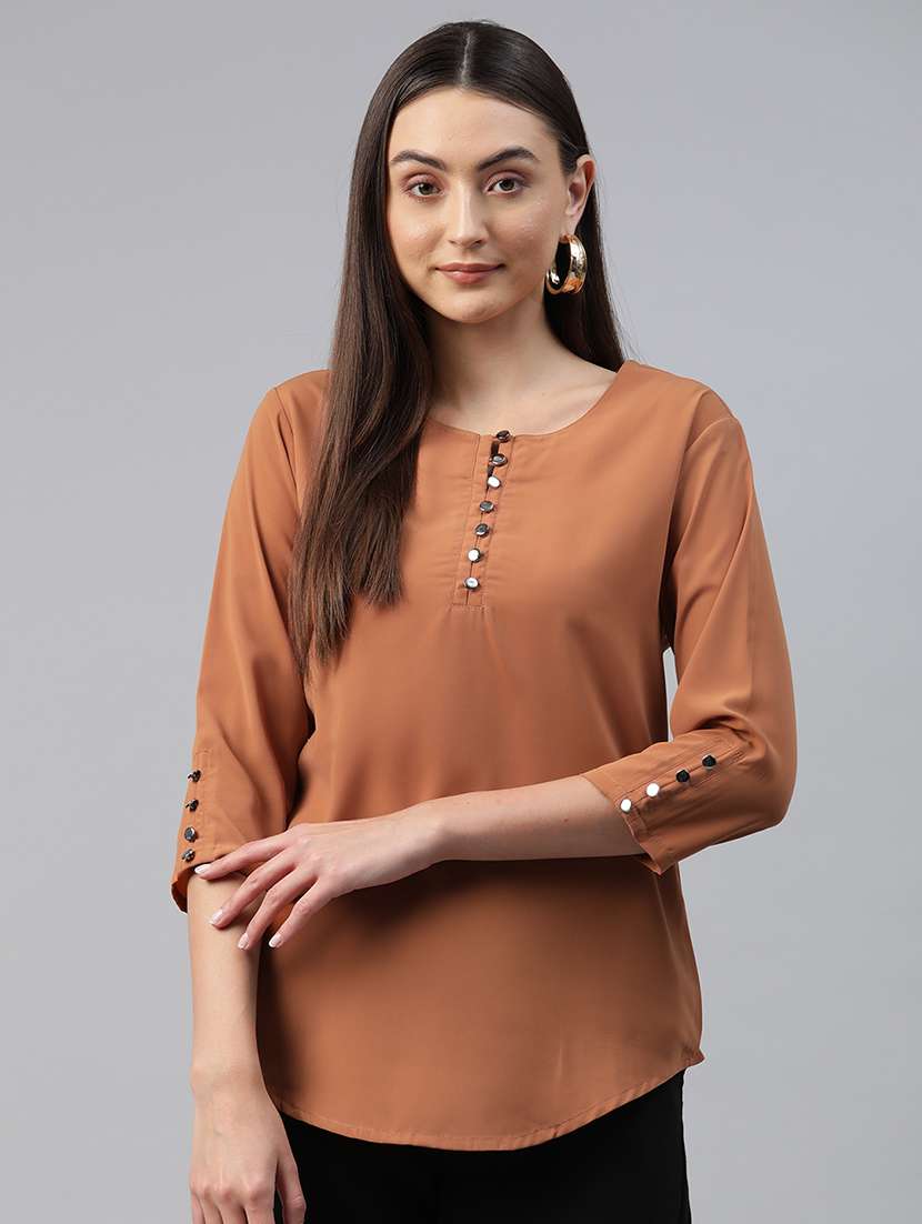 solid brown casual top
