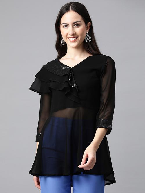 solid black sequins detailed top - 21142508 - Standard Image - 0