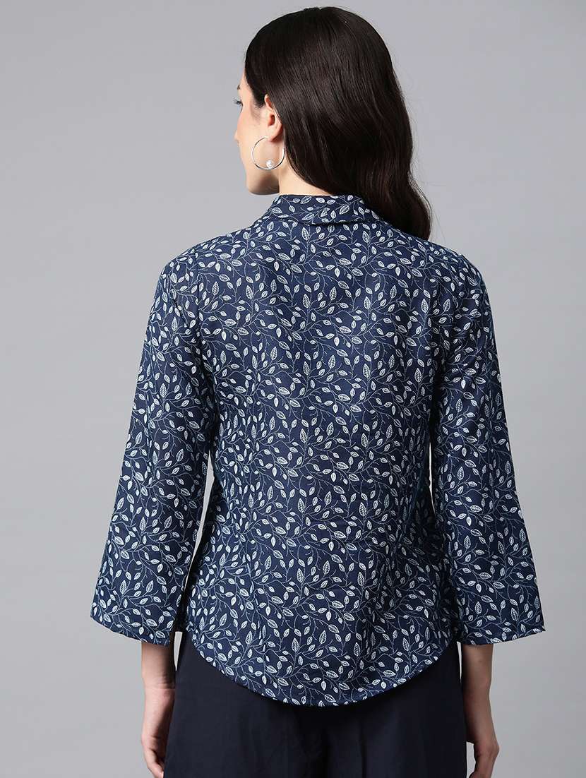 navy blue printed detailed top - 21142514 -  Standard Image - 2