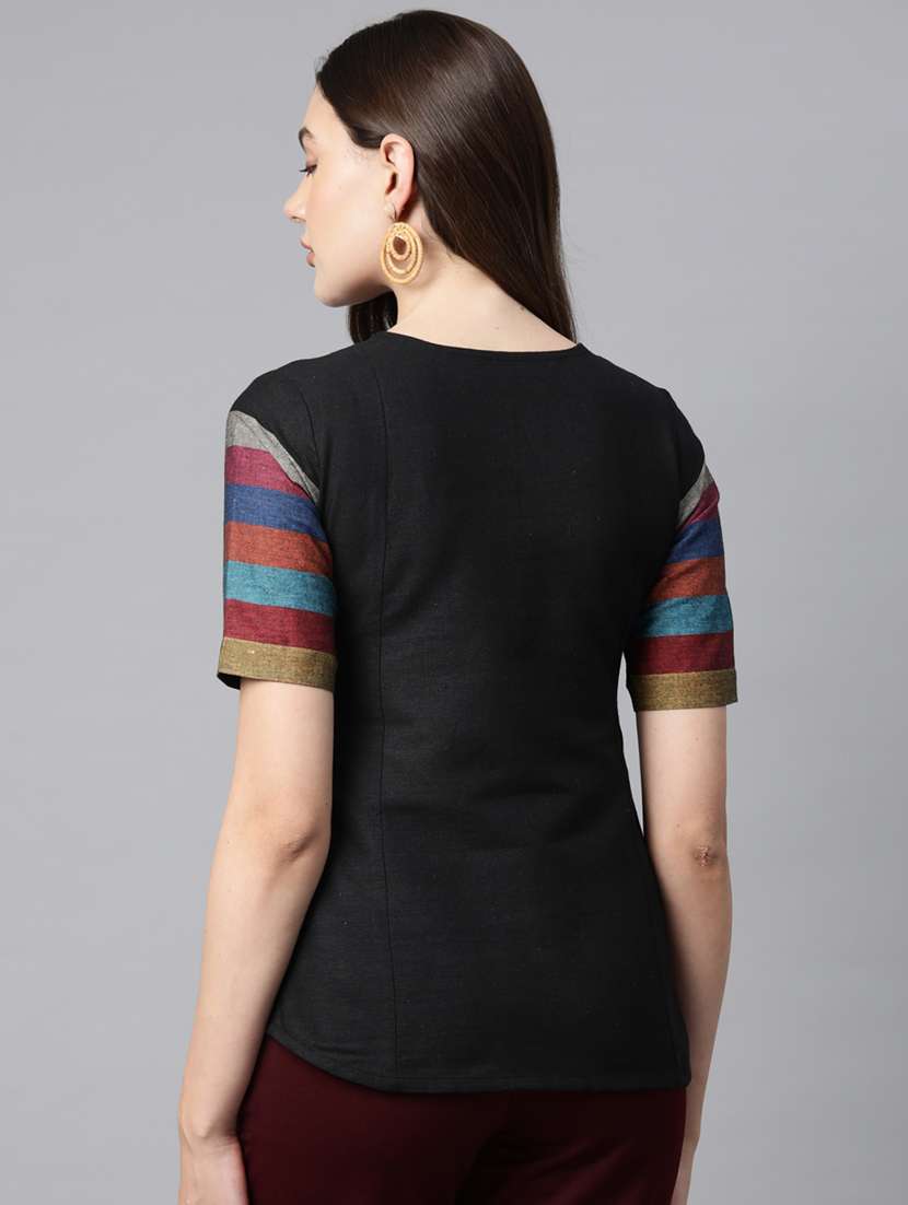 black embroidered detailed kurti - 21142520 - Standard Image - 2