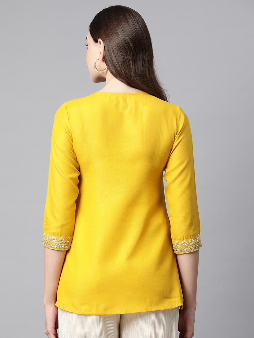 yellow embroidered detailed top - 21142525 - Standard Image - 2