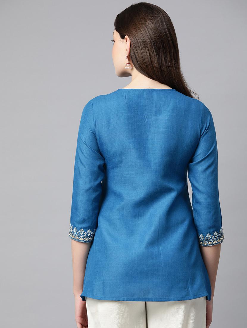 blue embroidered detailed top - 21142527 - Standard Image - 2