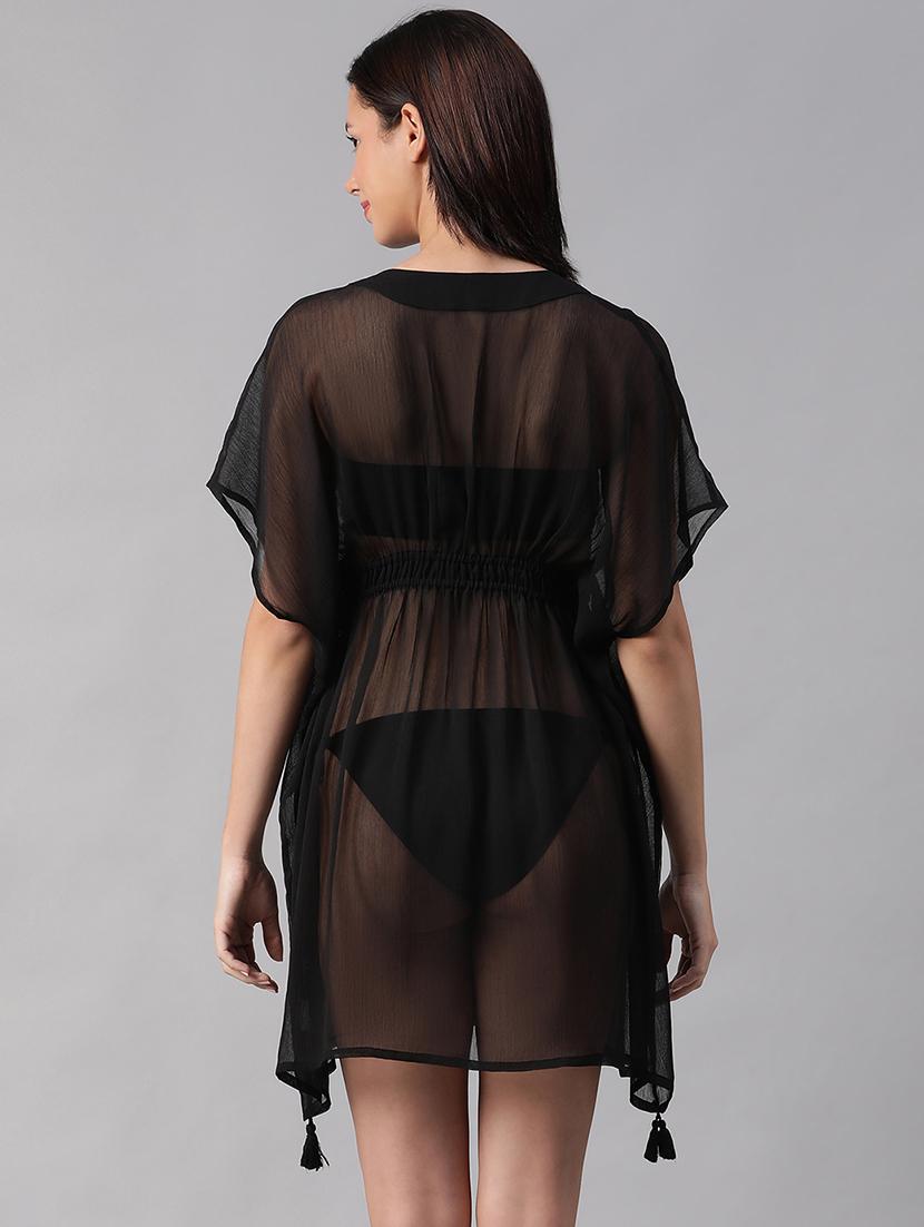 solid black kaftan coverup - 21142578 - Standard Image - 2