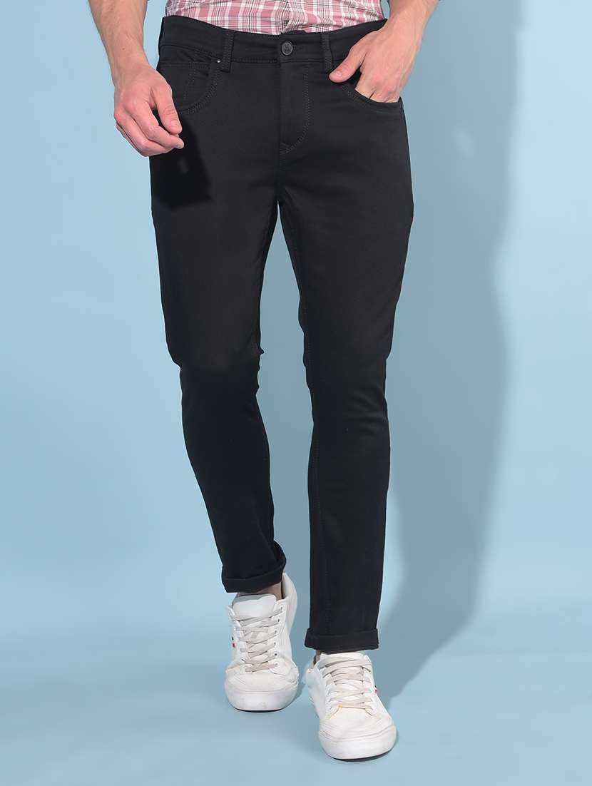 solid black slim fit jeans