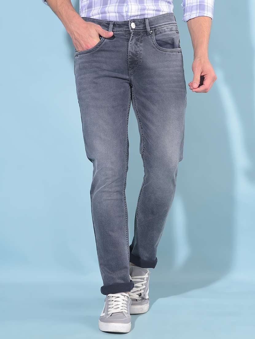 solid grey slim fit jeans