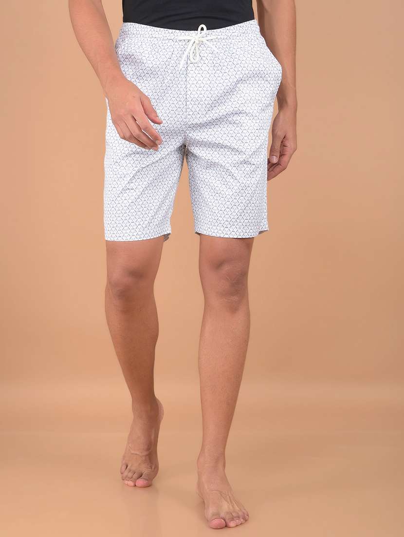white printed cotton short