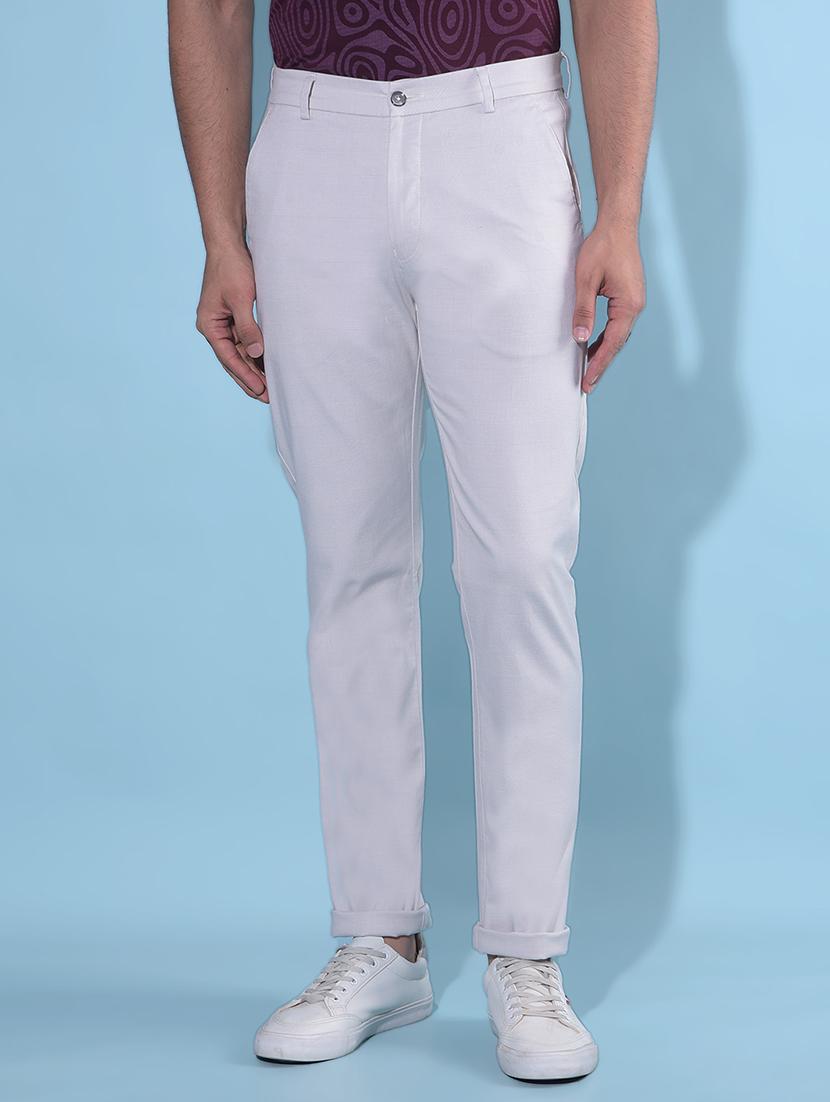 solid beige cotton chinos trouser