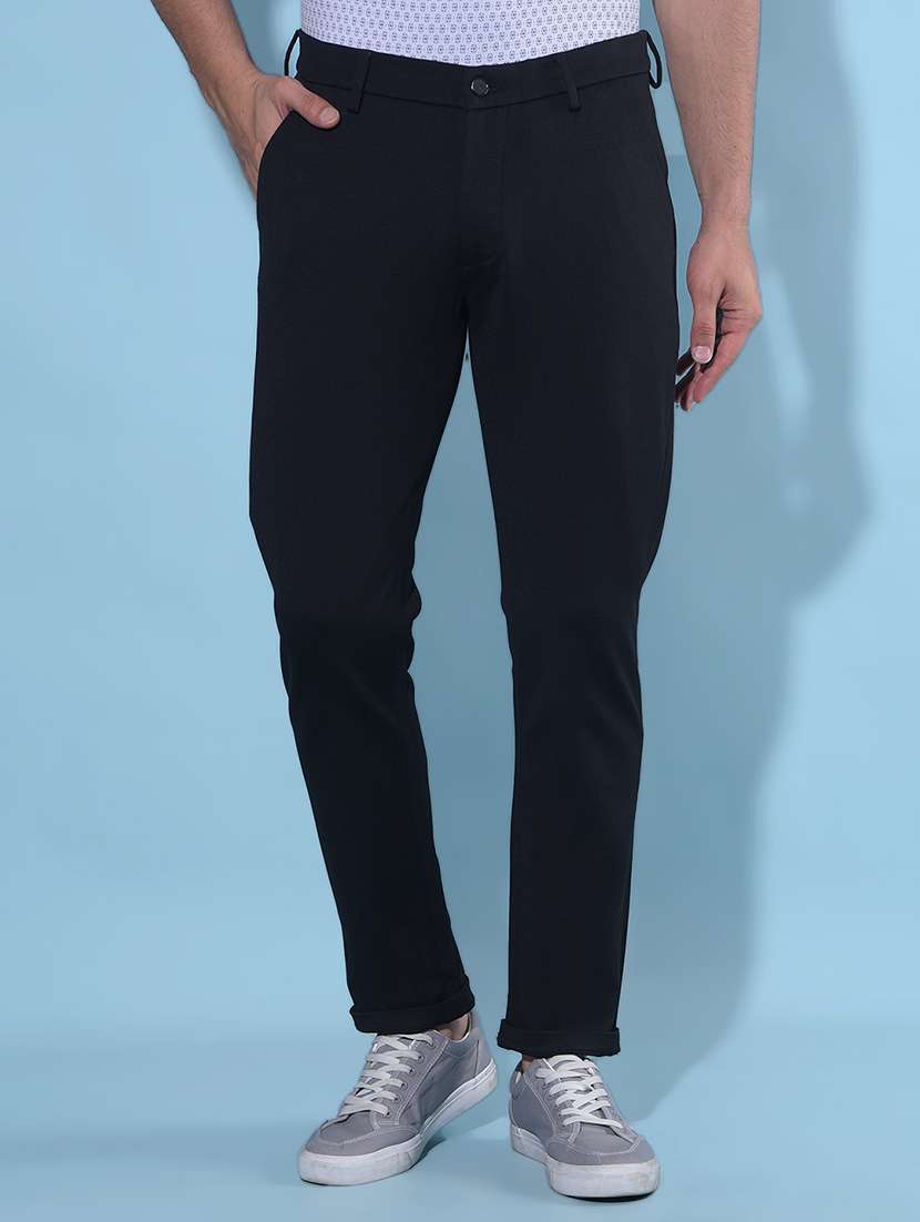 black cotton chinos casual trousers