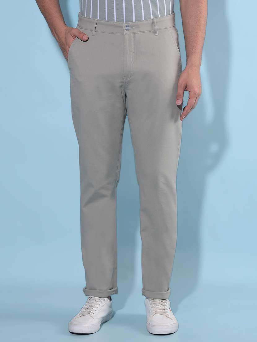 solid grey casual chinos trouser