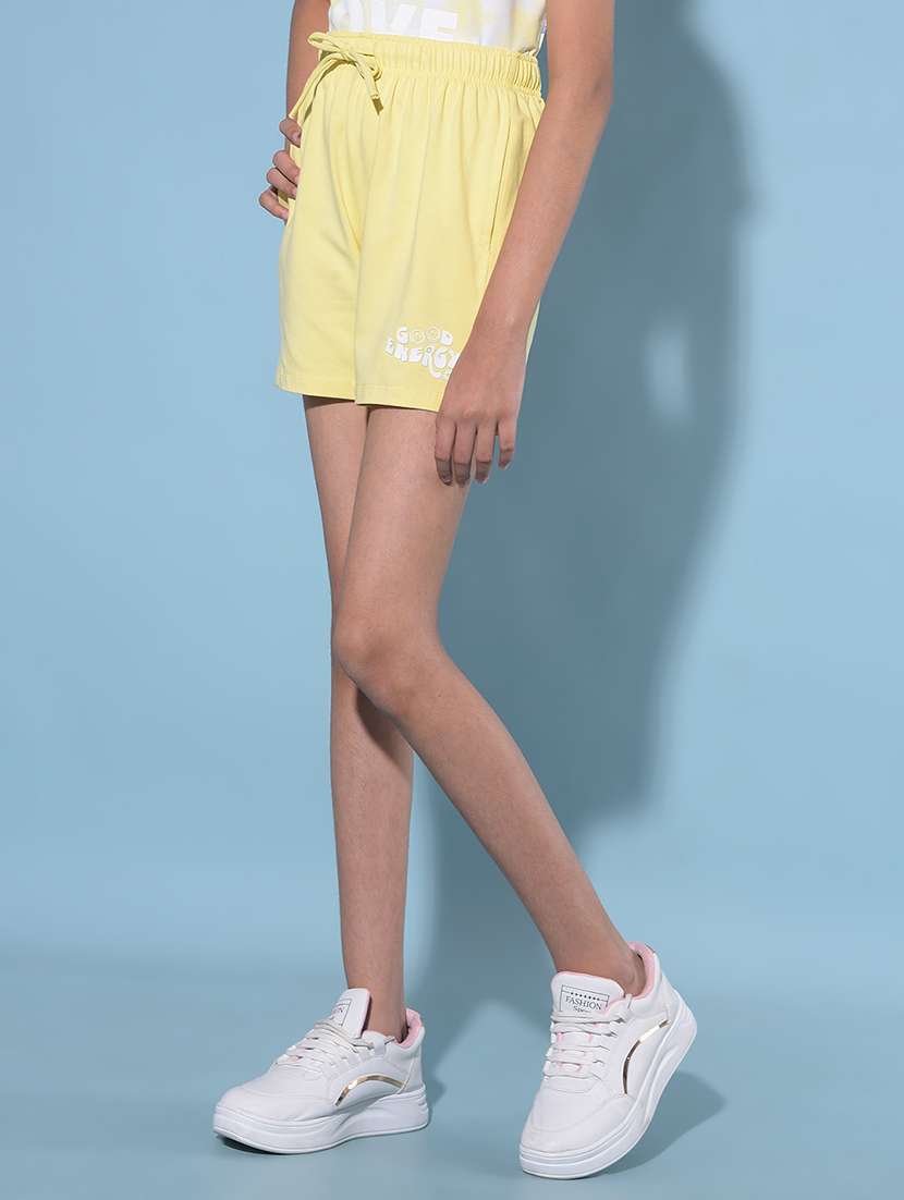 solid yellow cotton shorts