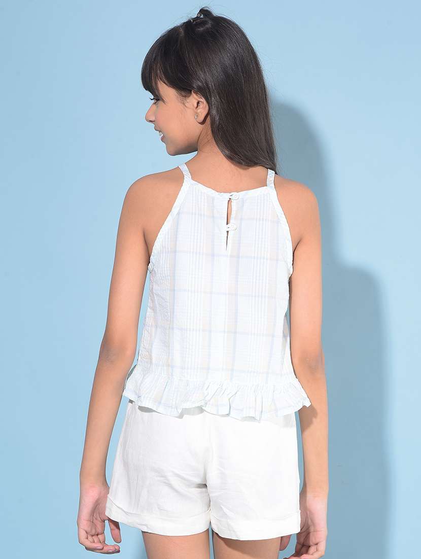 white checked printed top - 21142802 -  Standard Image - 2