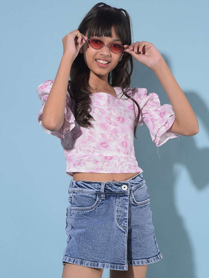 white floral printed top