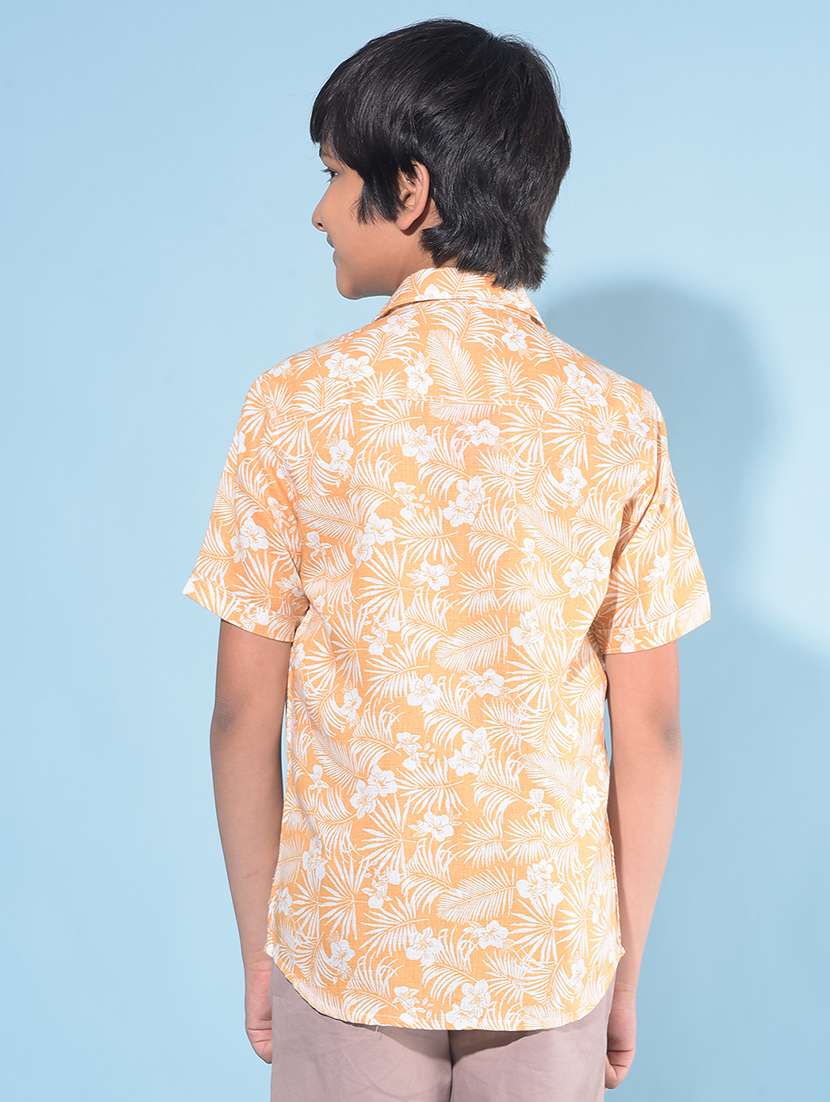 orange linen blend shirt - 21142843 -  Standard Image - 2