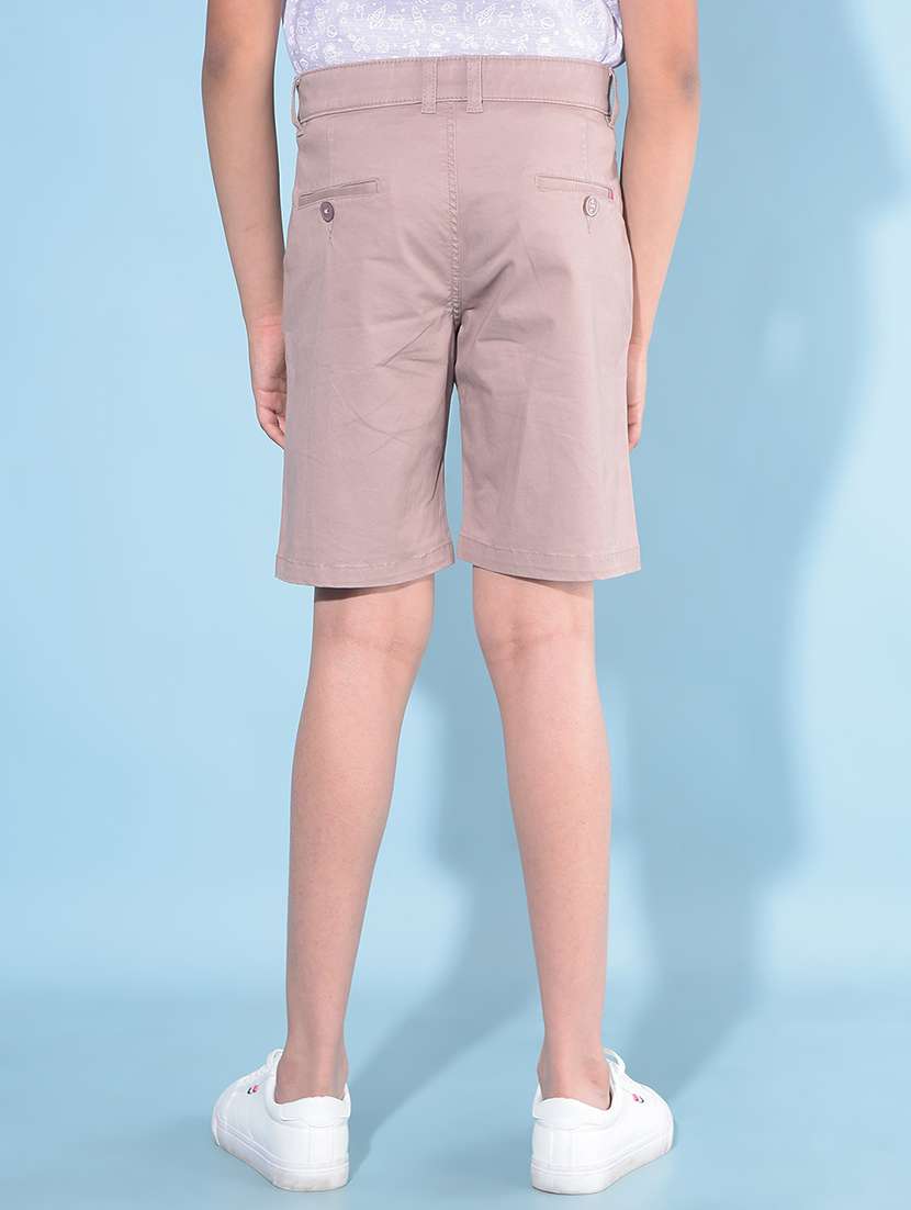 solid brown cotton blend shorts - 21142865 -  Standard Image - 2