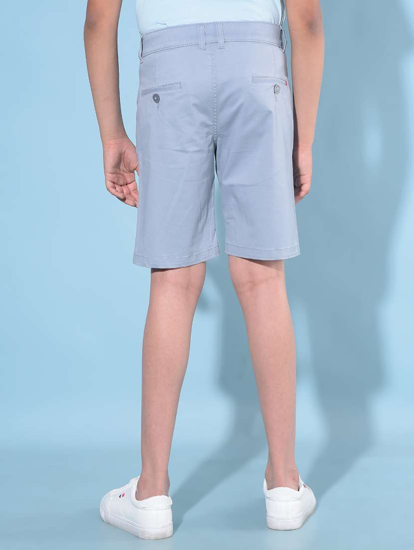 solid blue cotton blend shorts - 21142866 -  Standard Image - 2