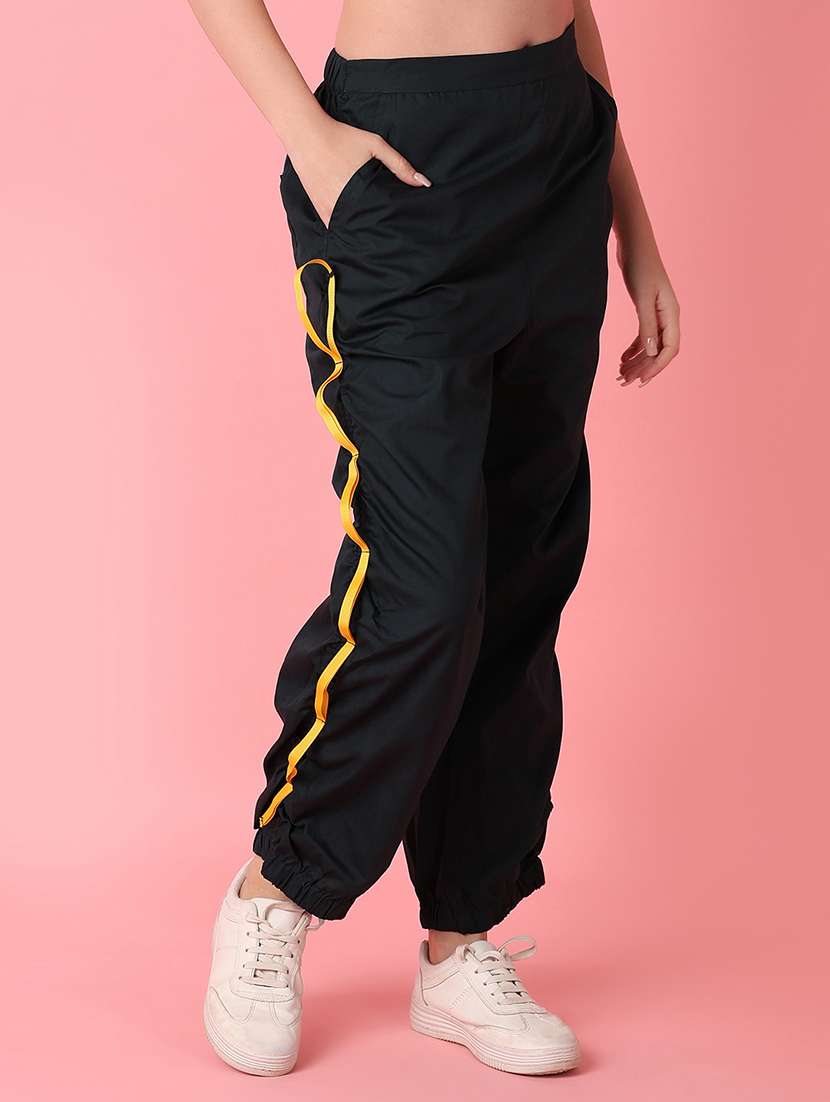 women black solid joggers - 21143105 - Standard Image - 2