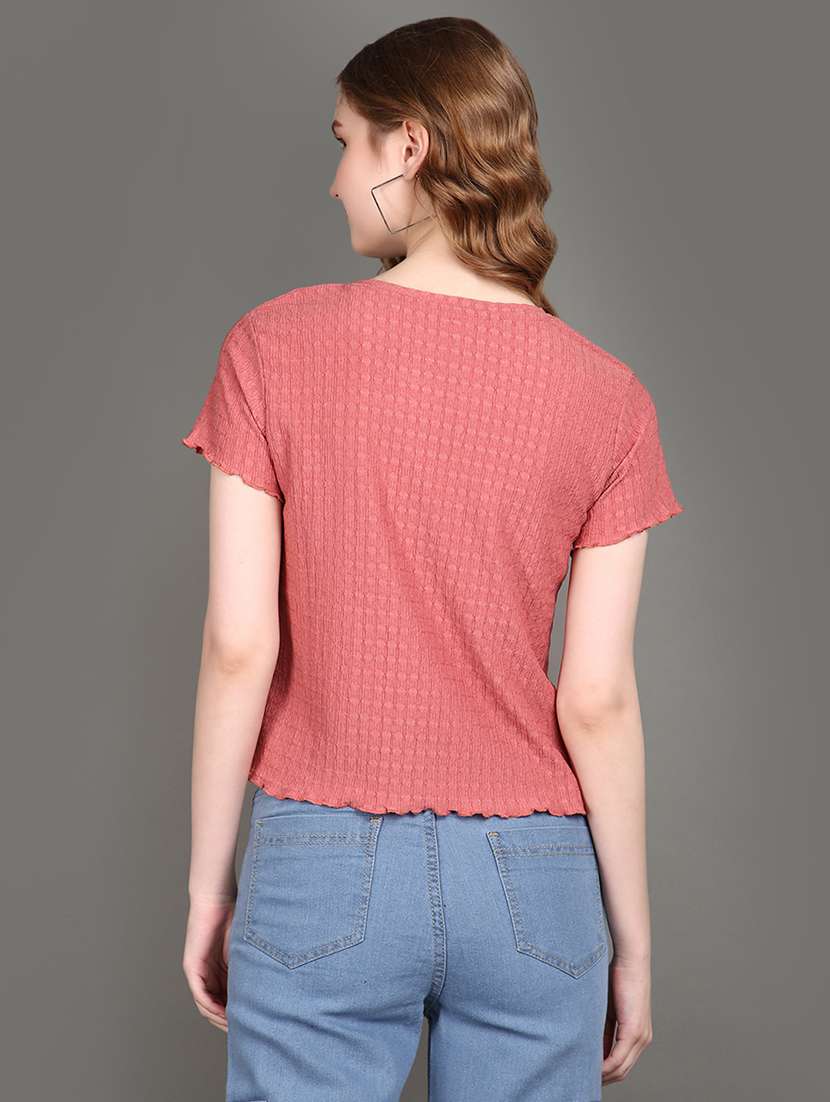 women pink cotton regular t-shirt - 21143162 -  Standard Image - 2