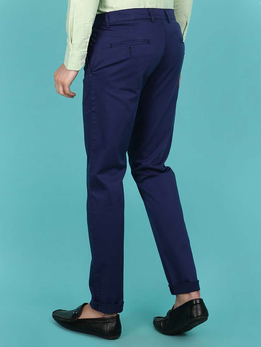blue cotton blend casual trouser - 21143172 -  Standard Image - 2