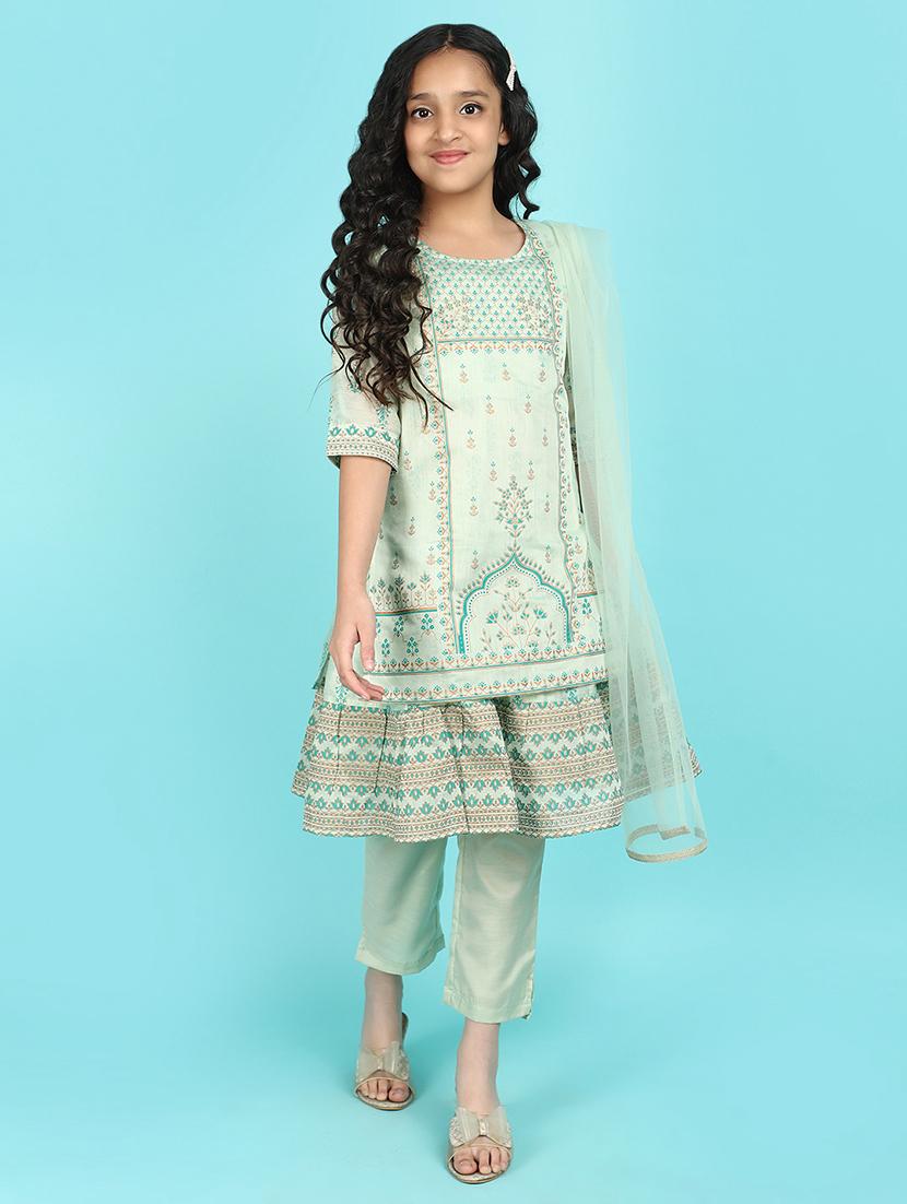green cotton blend suit set - 21143179 - Zoom Image - 0