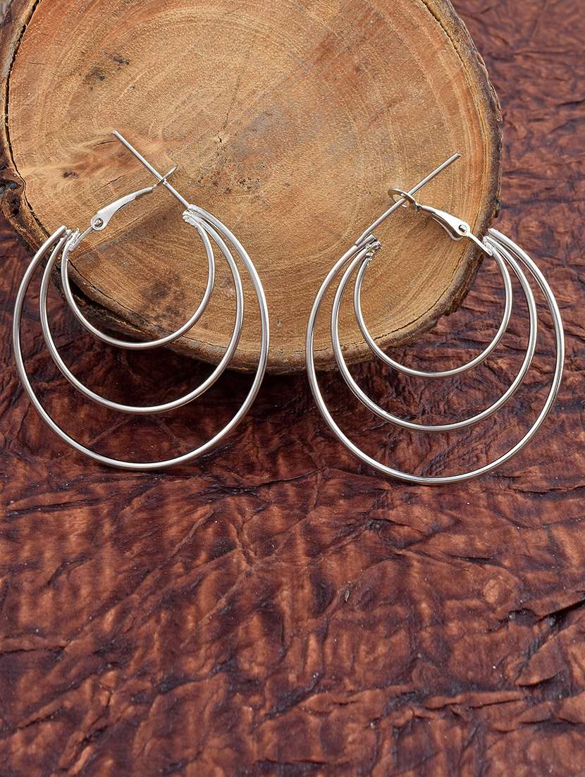 women silver brass hoop earring - 21143577 - Zoom Image - 0