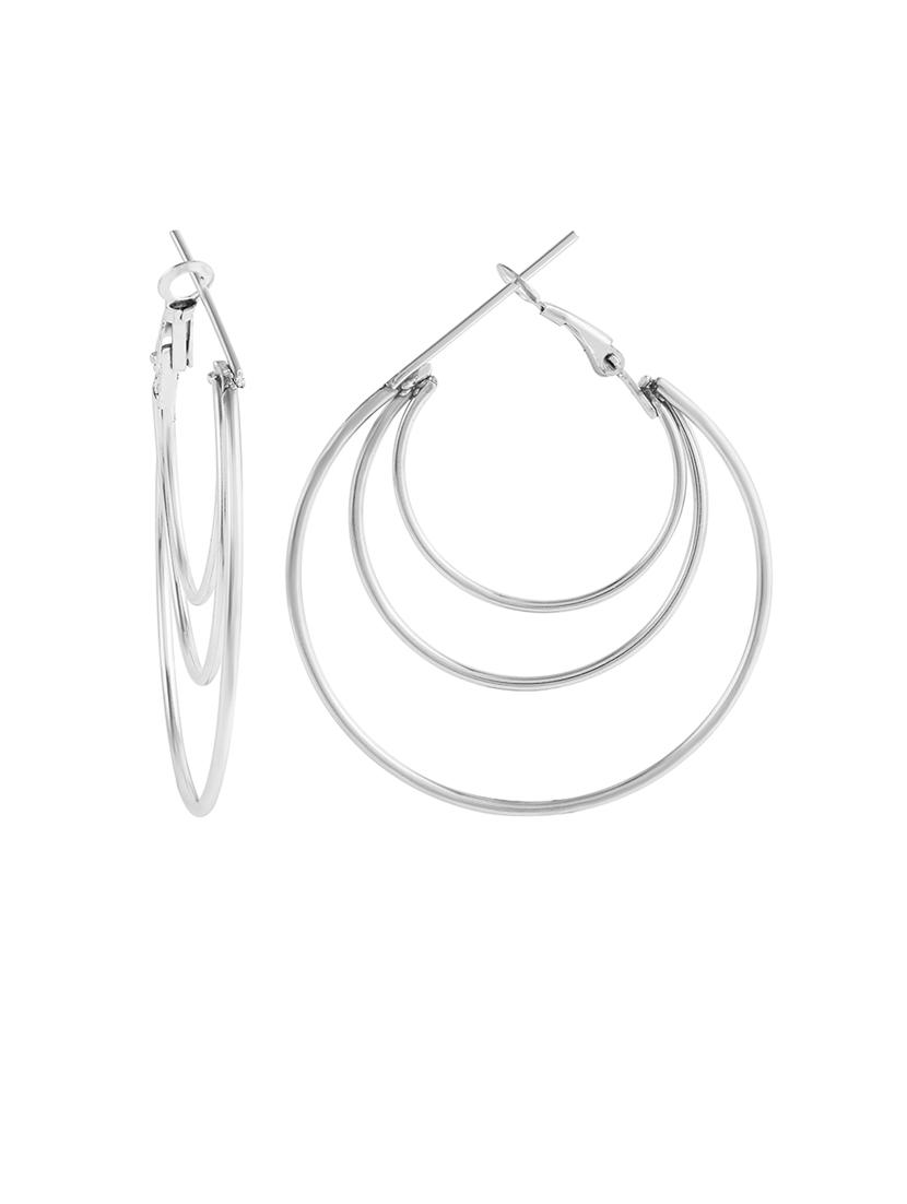 women silver brass hoop earring - 21143577 - Standard Image - 2