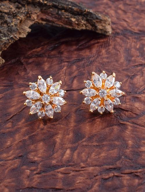women gold brass studs earring - 21143579 -  Standard Image - 0