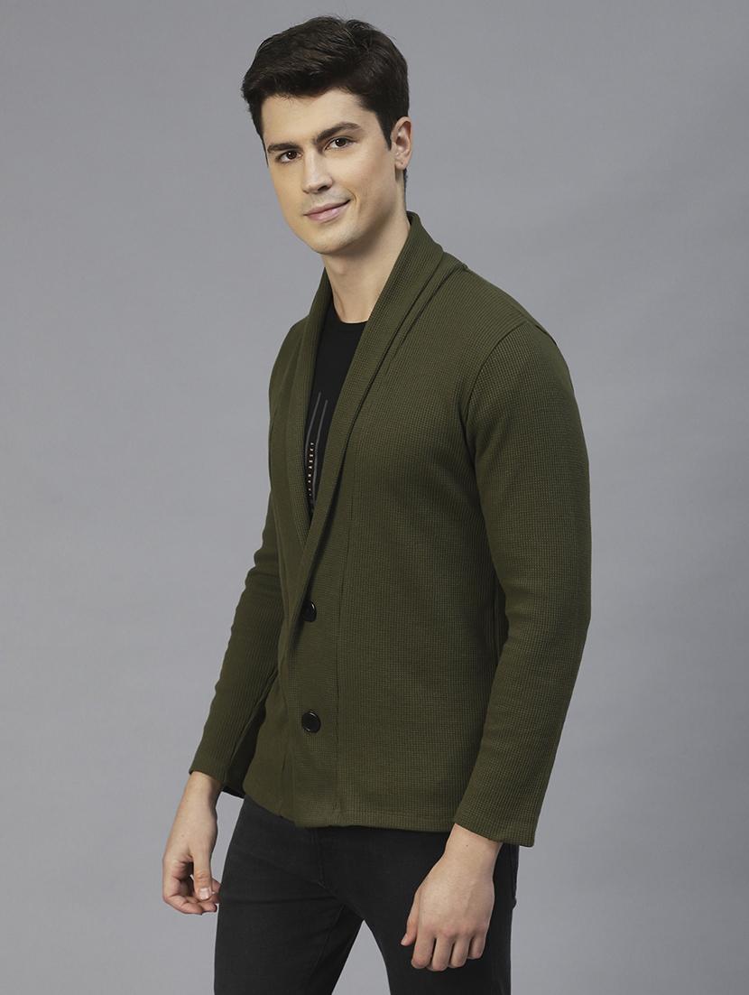 men solid full sleeves cardigan - 21143593 - Standard Image - 2