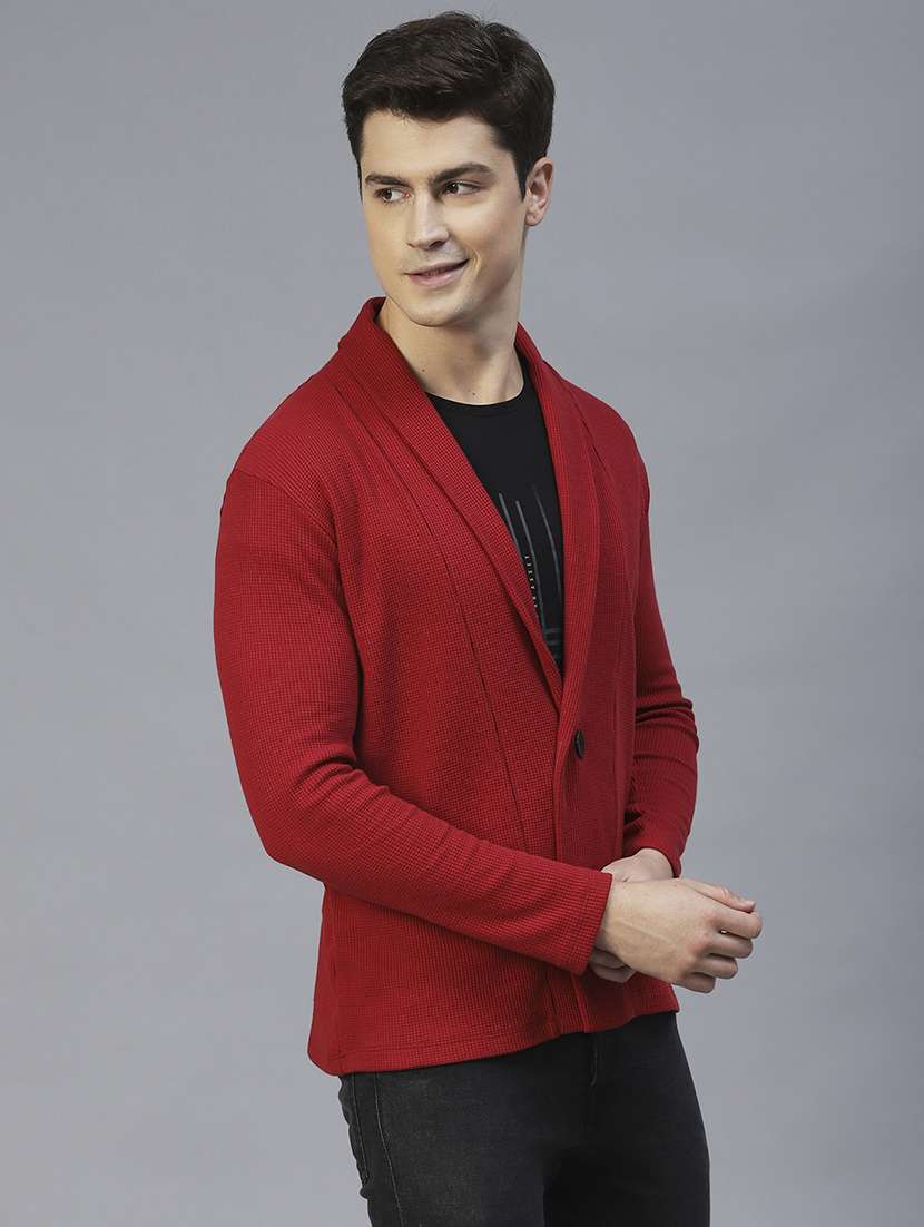 men solid full sleeves cardigan  - 21143596 -  Standard Image - 2
