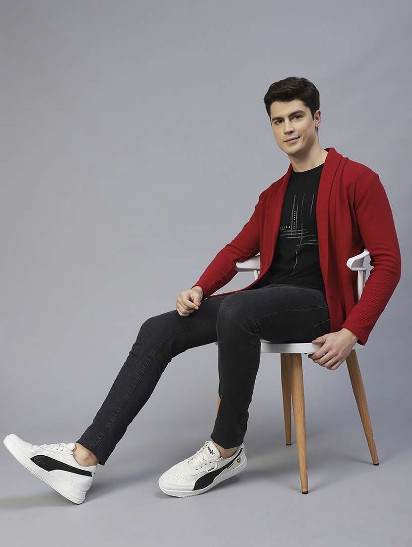 men solid full sleeves cardigan  - 21143596 -  Standard Image - 7