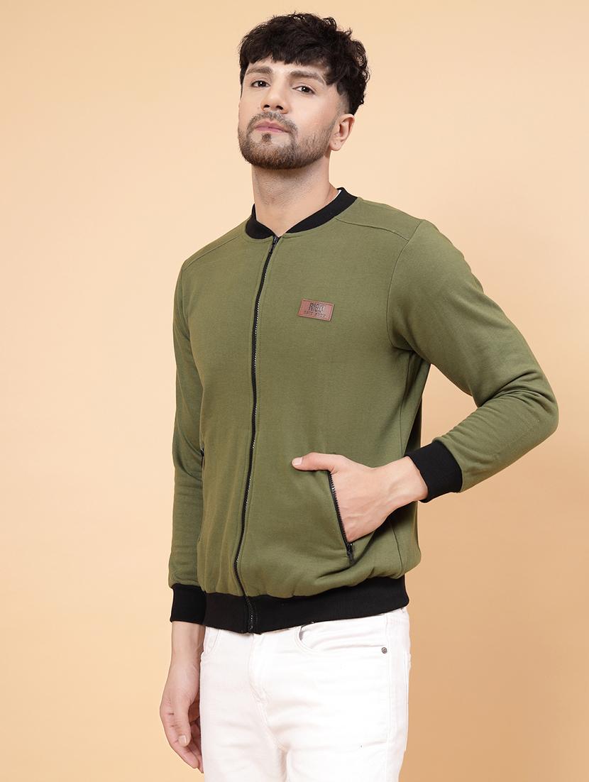 olive fleece bomber jacket - 21143597 - Standard Image - 2