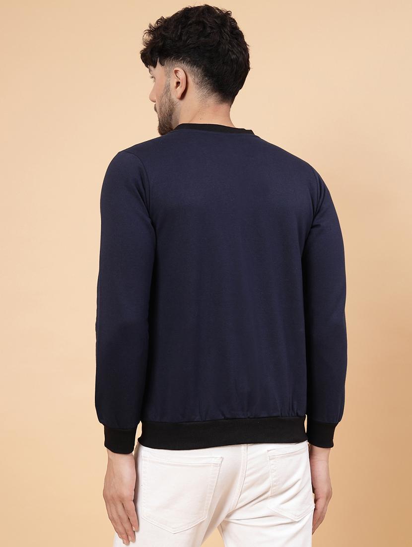 men navy blue solid long sleeve casual jacket - 21143598 - Standard Image - 2