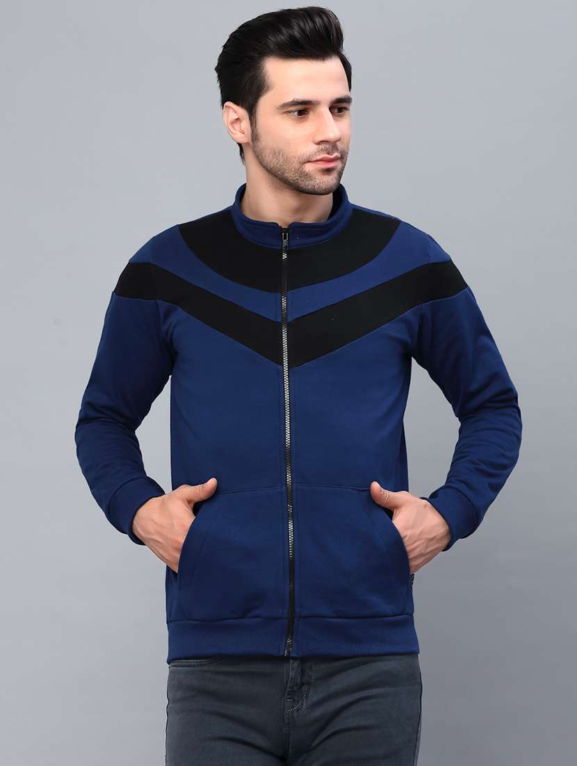 blue fleece casual jacket