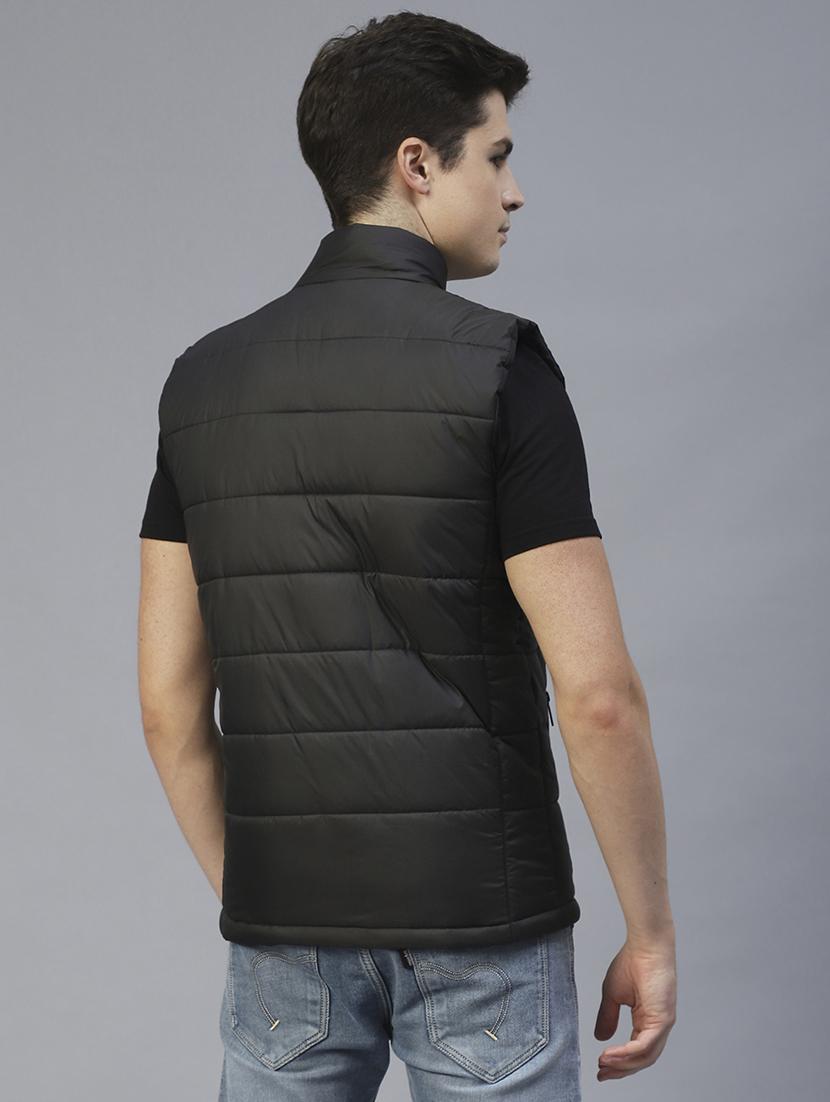 men black solid sleeveless quilted jacket - 21143614 - Standard Image - 2