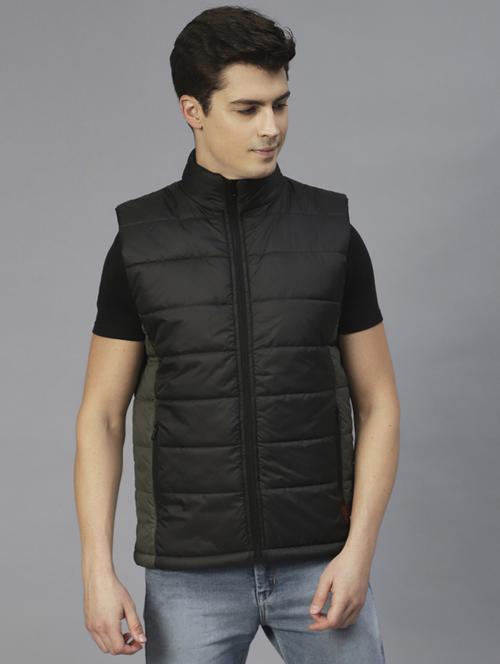 solid black sleeveless casual jacket - 21143615 - Standard Image - 0