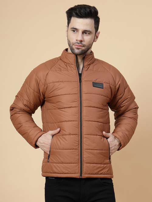 brown polyester quilted & puffer jacket - 21143619 - Standard Image - 0