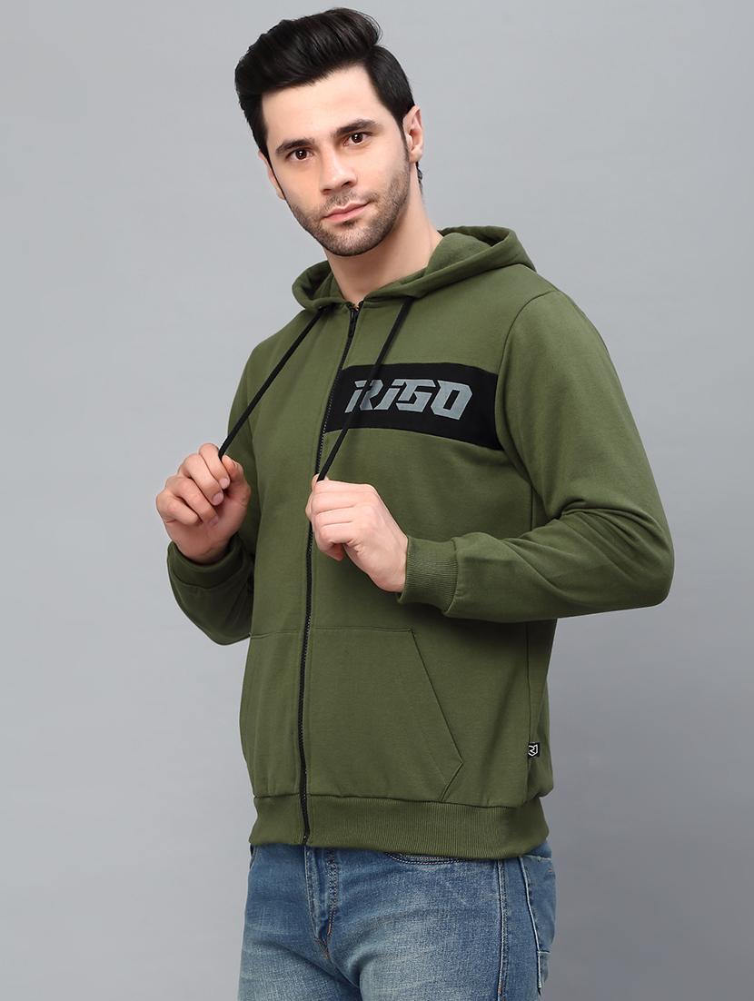 olive green fleece casual jacket - 21143684 - Standard Image - 2