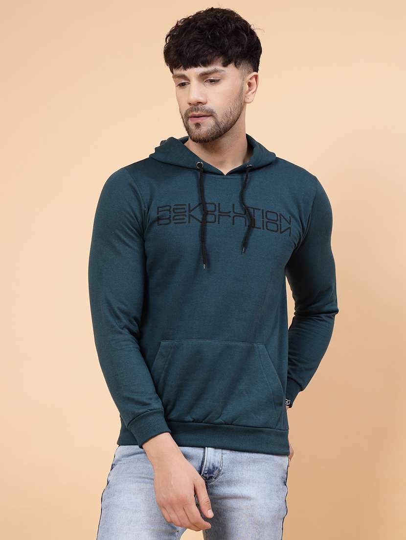 men printed hood neck sweatshirt